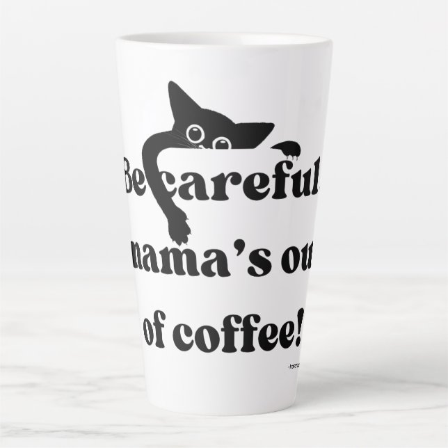 Funny Peekaboo Black Cat Latte Mug – Cute Coffee  (Front)