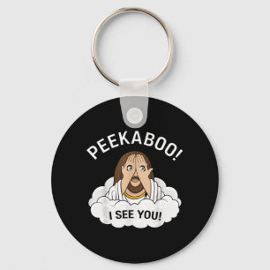 Funny Peekaboo Jesus Christian Key Ring