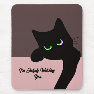 Funny Peeking Black Cat Custom Aesthetic Mouse Pad