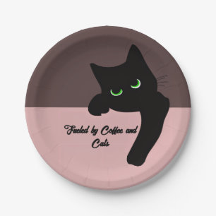 Funny Peeking Black Cat Custom Aesthetic Paper Plate