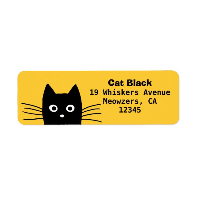 Funny Peeking Black Cat | Cute Return Address Label (Front)