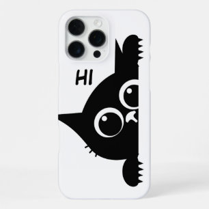 Funny Peeking Cat Minimalist Art iPhone 16 Pro Max Case