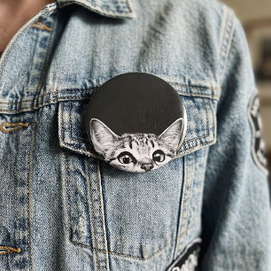 Funny Peeking Cat Stalker Kitten Meme 6 Cm Round Badge