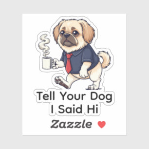 Funny Pekingese Dog Business Suit Coffee