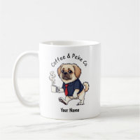 Funny Pekingese Dog Business Suit Coffee