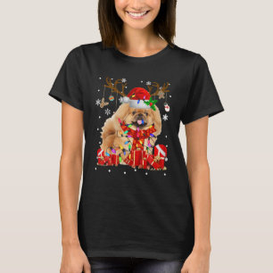 Funny Pekingese Dog Reindeer Christmas Light Dog T-Shirt