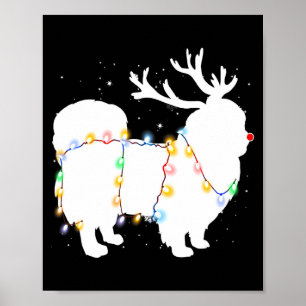 Funny Pekingese Dog Tree Christmas Lights Xmas Paj Poster