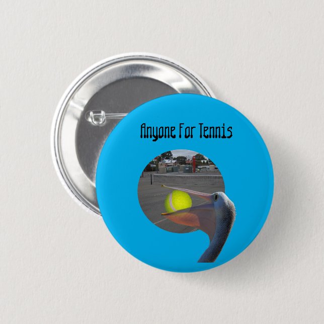 Funny Pelican Tennis Player, Badge (Front & Back)