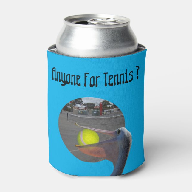 Funny Pelican Tennis Player, Can Cooler (Can Front)