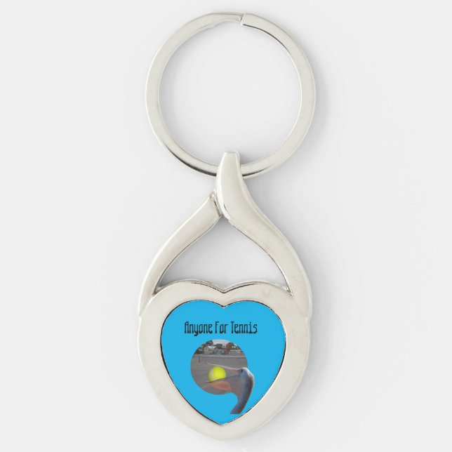 Funny Pelican Tennis Player, Keyring (Front)