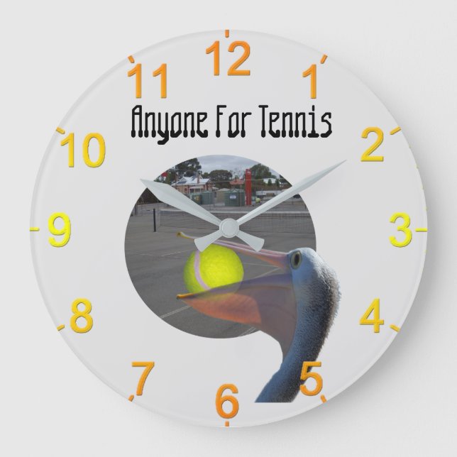 Funny Pelican Tennis Player, Wall Clock (Front)