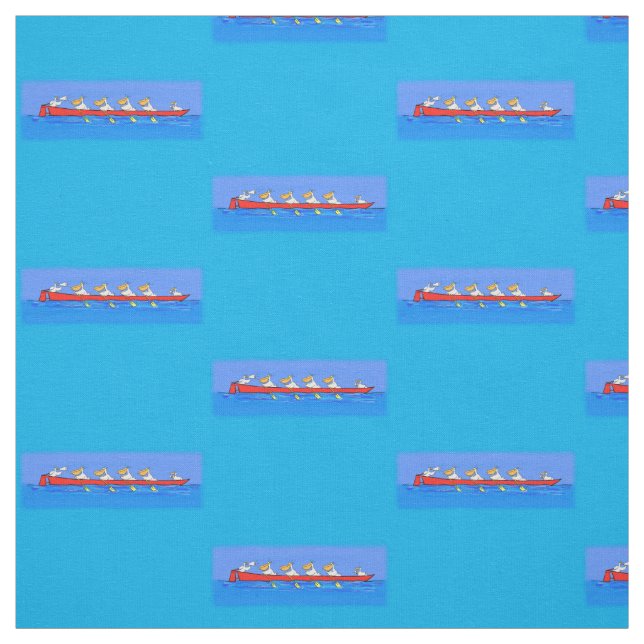 Funny pelicans rowing cartoon illustration fabric (Swatch)