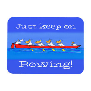 Funny pelicans rowing cartoon illustration magnet