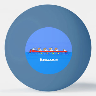 Funny pelicans rowing cartoon illustration  ping pong ball