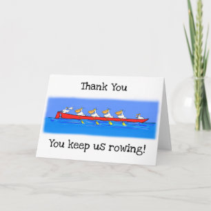 Funny pelicans rowing cartoon Thank You card. Card
