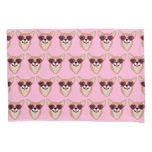 Funny Pembroke Welsh Corgi Pattern Pink Pillowcase