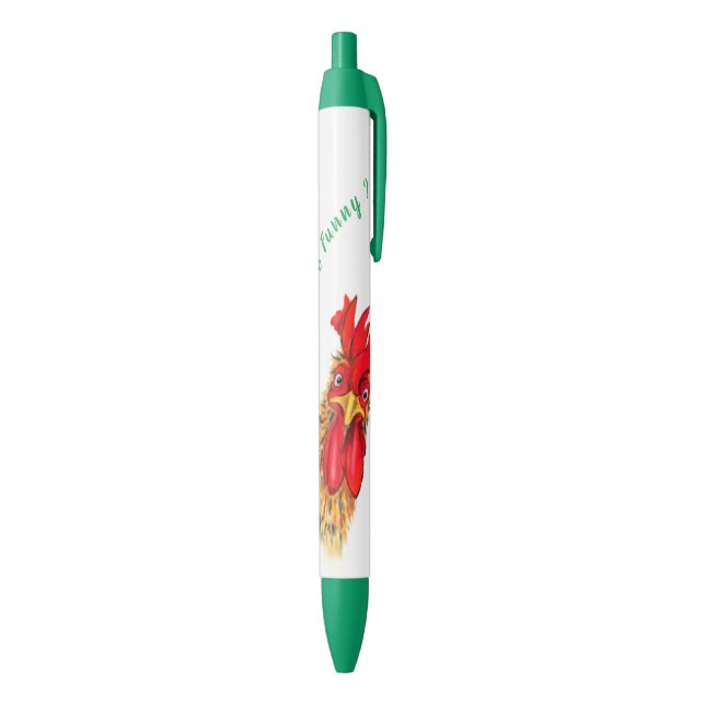 Funny Pen with Surprised Rooster - Custom Text (Bottom (Vertical))
