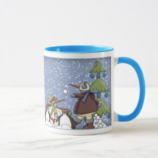 Funny Penguin and Snowman Design Mug