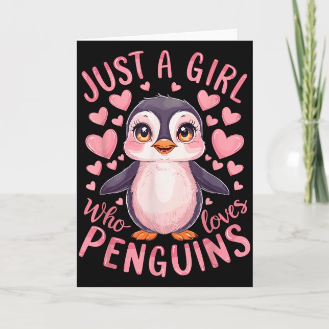 Funny Penguin Animal Just A Girl Who Loves Penguin Card (Front)