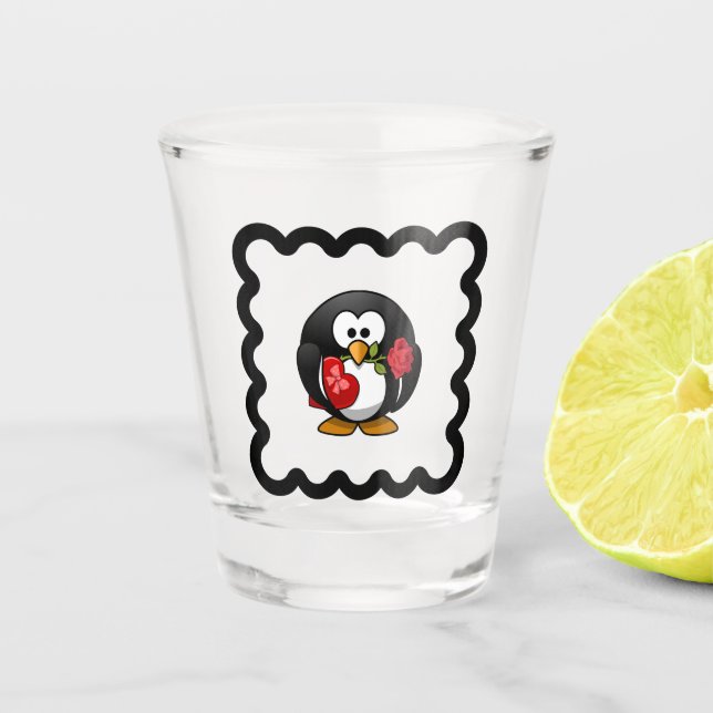Funny Penguin Bird Design Shot Glass (Front)