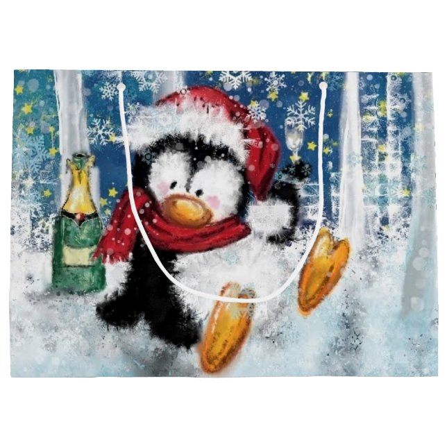 Funny Penguin Christmas Gift Bag (Back)