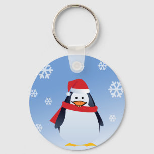 Funny Penguin Christmas Santa Claus Snowflakes Key Ring
