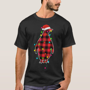 Funny Penguin Christmas Tree Red Plaid Xmas Animal T-Shirt