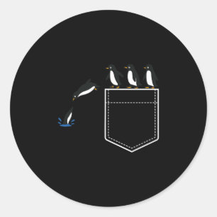 Funny Penguin Cket Cute Diving Penguin Animal Love Classic Round Sticker