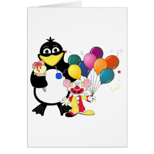 Funny penguin & clown cartoon