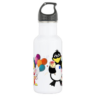 Funny penguin & clown cartoon 532 ml water bottle