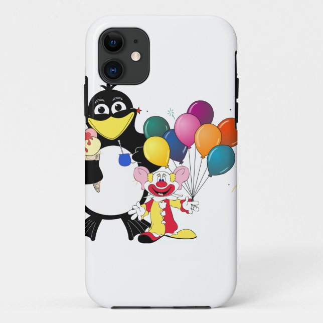 Funny penguin & clown cartoon Case-Mate iPhone case (Back)