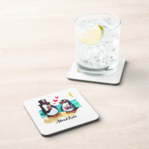 Funny Penguin Couple, Animals in Love Coaster