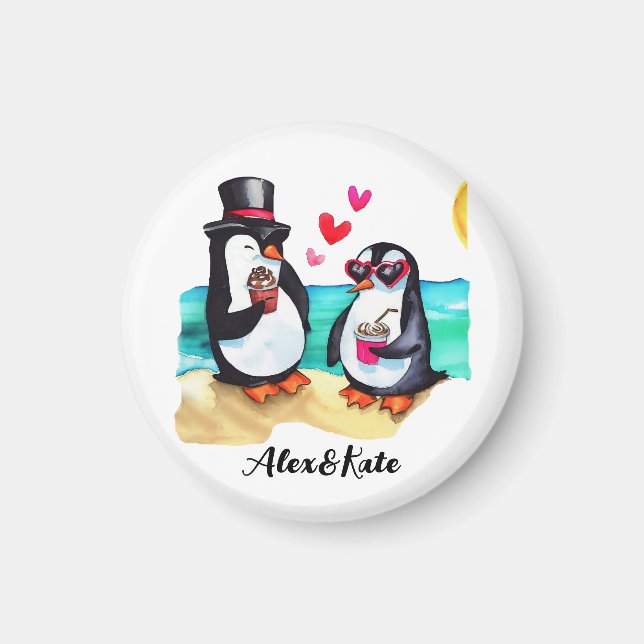 Funny Penguin Couple, Animals in Love Magnet (Front)