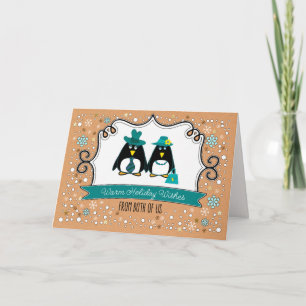 Funny Penguin Couple Custom Christmas  Holiday Card