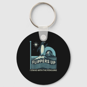 Funny Penguin Flippers Up I Stand With The Penguin Key Ring