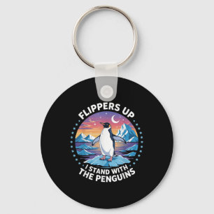 Funny Penguin Flippers Up I Stand With The Penguin Key Ring