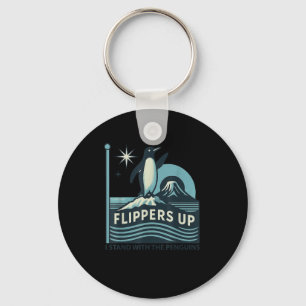 Funny Penguin Flippers Up I Stand With The Penguin Key Ring