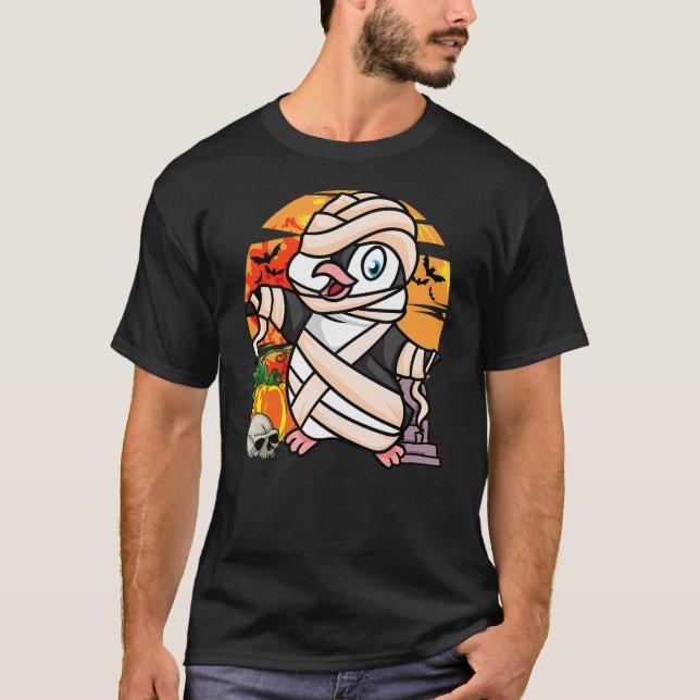Funny Penguin Halloween Mummy Penguin T-Shirt (Front)