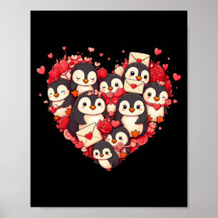 Funny Penguin Heart Valentine Penguin Womens Mens Poster