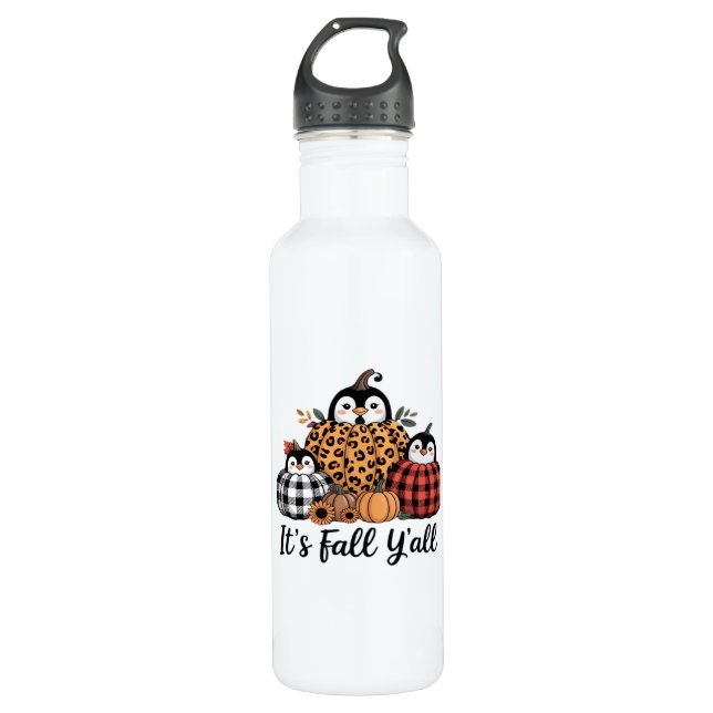 Funny Penguin It’s Fall Y’all Thanksgiving Lover 710 Ml Water Bottle (Front)