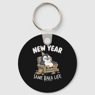 Funny Penguin Joke Humor Quote New Year Same Baka Key Ring