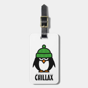 Funny penguin luggage tag   Whimsical animal image