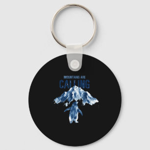 Funny penguin meme the mountains are calling key ring