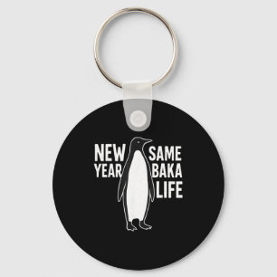 Funny Penguin New Year Baka Life Anime Style Humor Key Ring