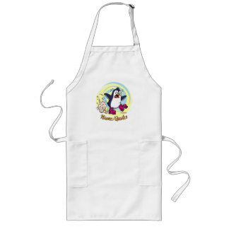 Funny Penguin on Roller Skates Long Apron