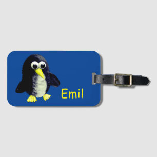 Funny penguin, personalised air freshener luggage tag