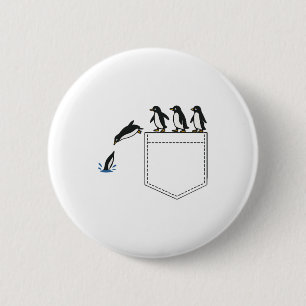 Funny Penguin Pocket Cute Diving Penguin Tee Anima 6 Cm Round Badge