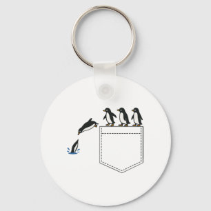 Funny Penguin Pocket Cute Diving Penguin Tee Anima Key Ring