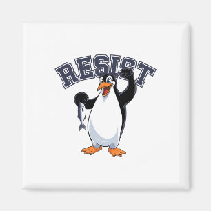 Funny Penguin Protest Tee Resist Penguin Holding F Magnet