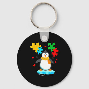 Funny penguin puzzle autism awareness month kids key ring